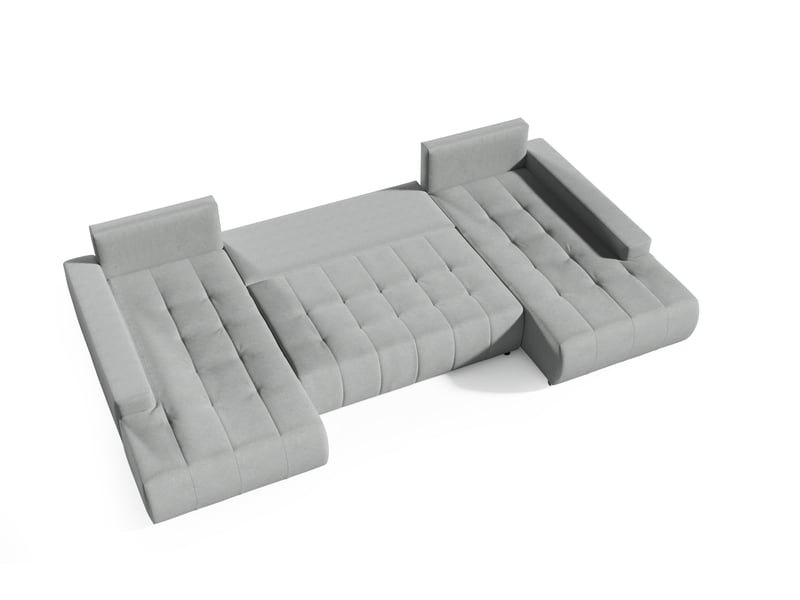  Canapé d'angle convertible velutti u velours aston bleu foncé, forme u avec coffre  - Conforama C