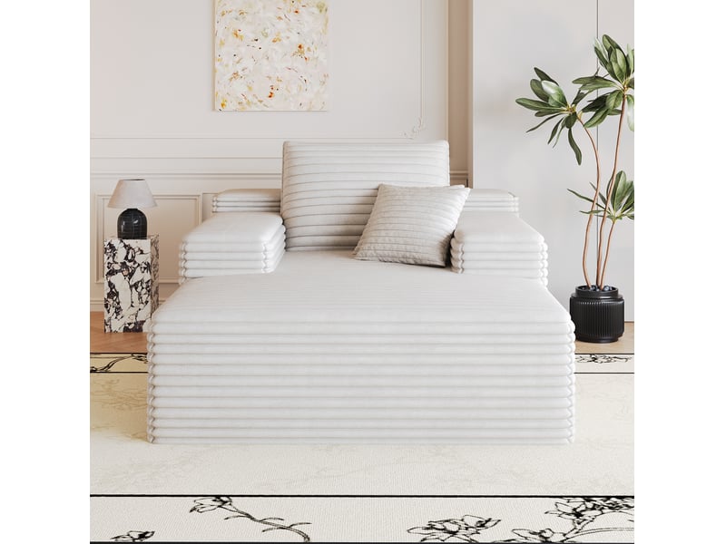  Canapé méridienne 1 place 115x159 cm sans montage blanc  - Conforama C
