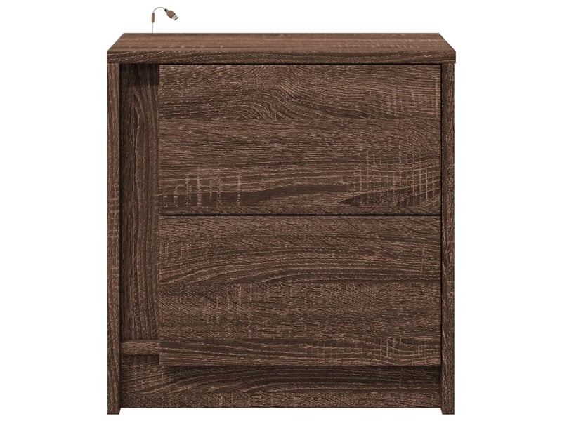  Lot de 2 tables de chevet - cabinet de chevet - table de nuit et lumières led chêne marron  - Conforama E