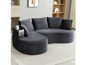 Canapé droit compressé fixe <strong>DESVIAE</strong> <strong></strong> 3 places Velours côtelé gris foncé