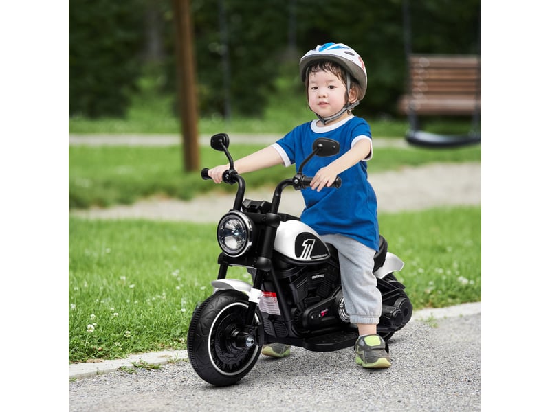 Moto électrique pour enfants de 18 à 36 mois avec roues et phare, 76 x 42 x 57 cm, noir et blanc  - Conforama C