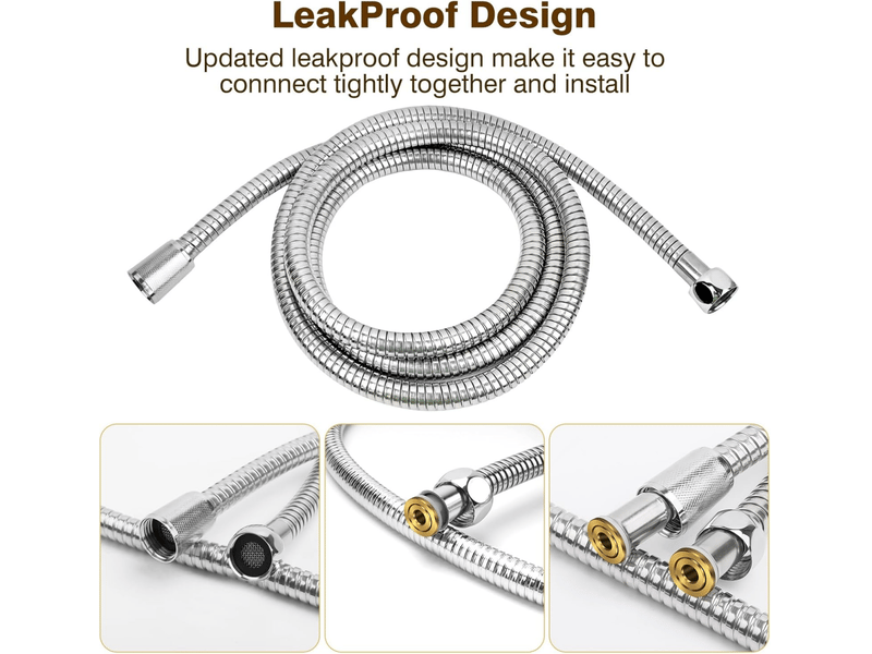  Flexible de douche, 1,2 m (59 pouces), flexible de douche en acier inoxydable, anti-pliage, standard g12, raccords entièrement en cuivre  - Conforama C