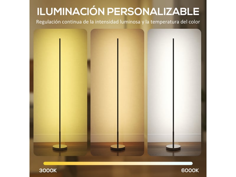  Lampadaire led moderne gris argenté, intensité et température réglables, télécommande magnétique pour salon et chambre  - Conforama D