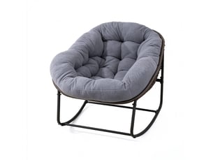 Fauteuil à bascule extérieur,78x106x90 cm,avec coussin,résine tressée,gris
