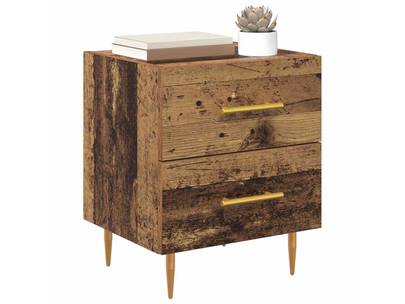  Vidaxl table de nuit bois ancien 4 tiroirs acier or meuble rangement 40x35x47cm salon  - Conforama C