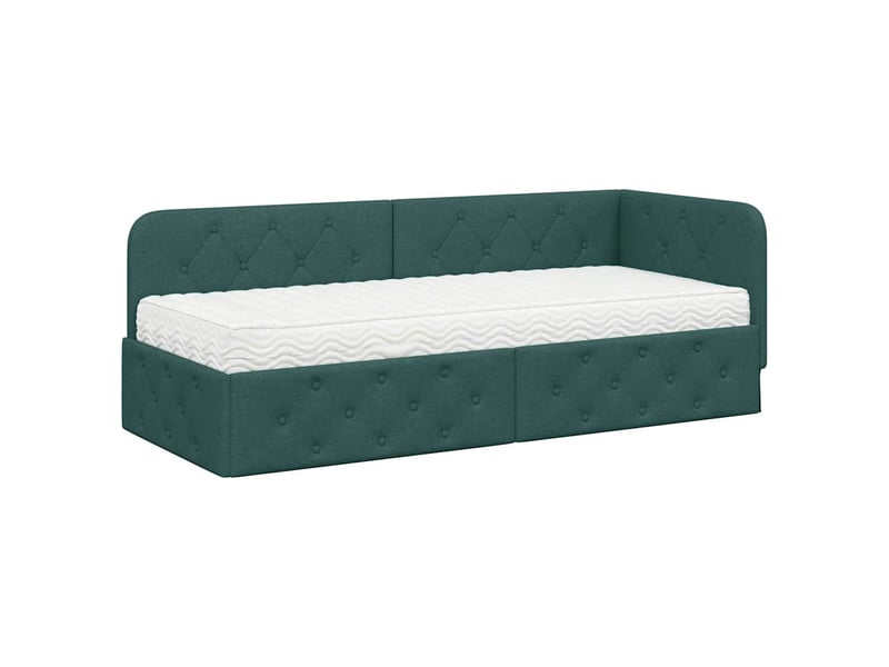  Lit simple- lit adulte -  cadre de lit d'angle vert foncé 80 x 200 cm tissu  - Conforama A