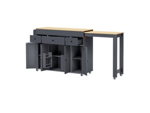 Îlot de cuisine sur roulettes 137x45,2x92 cm extensible mdf gris