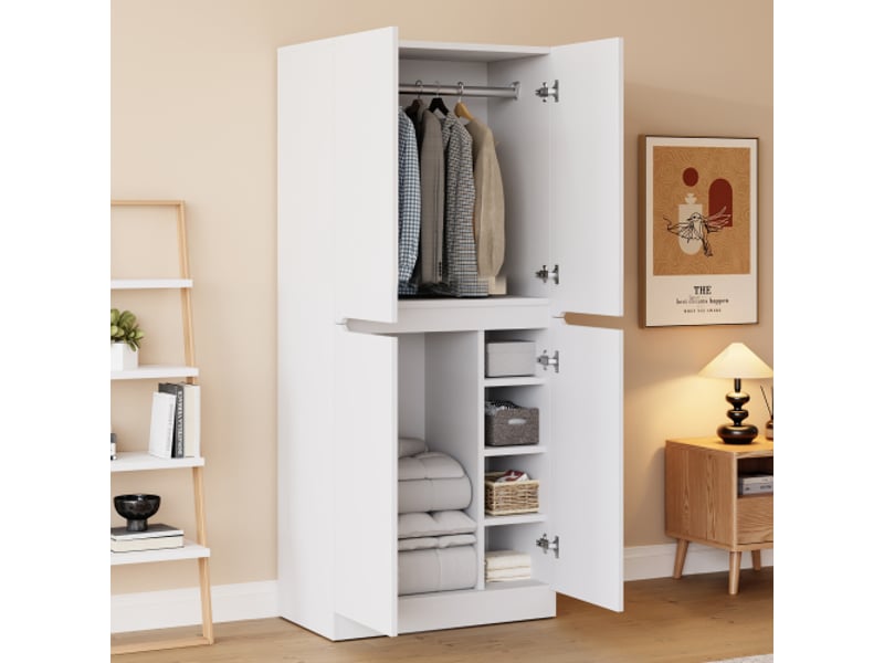  Armoire blanche 70x40x170 cm – 2 portes, rangement pratique  - Conforama D