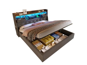 Lit coffre 140x200 cm coloris gris