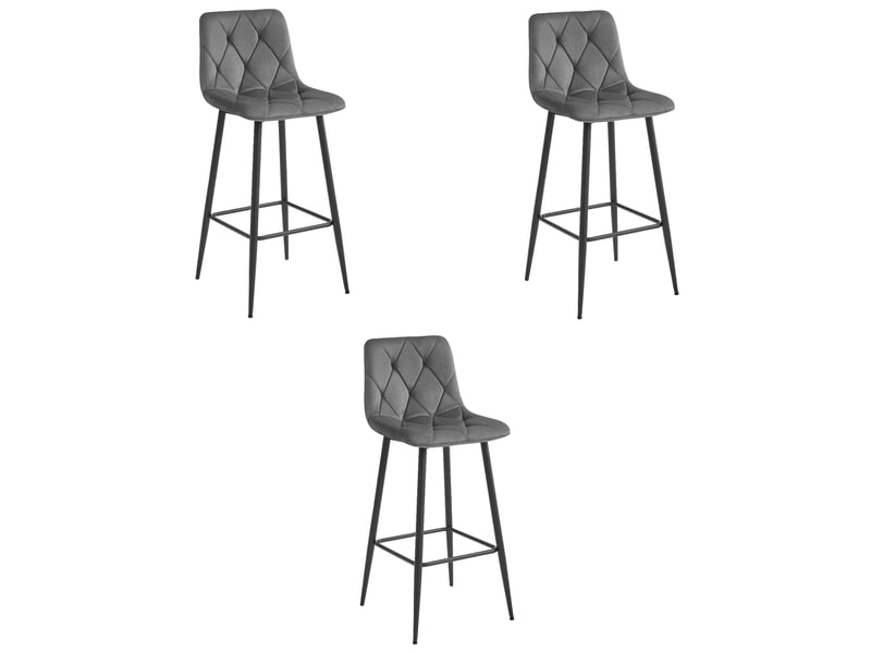 Family tabouret de bar nado - velours gris foncépieds noirs x 3  - Conforama A