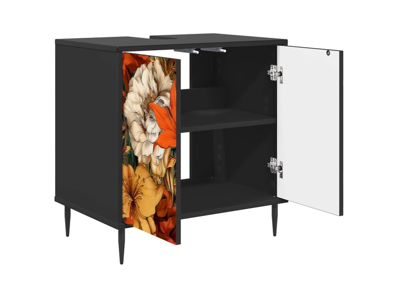  Armoire de salle de bain, meuble de rangement gennep chêne noir 60x40x61 cm  - Conforama D