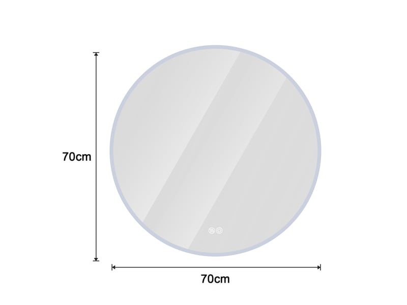  Miroir de salle de bains led rond 70 cm argenté avec fonction anti-buée  - Conforama C