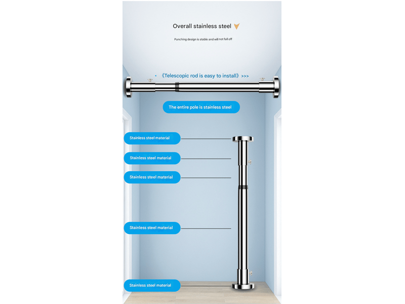  Tringle perçée, barre télescopique, tringle à rideau, tringle de rideau de douche, tringle à vêtements, extensible jusqu'à 80 cm  - Conforama C