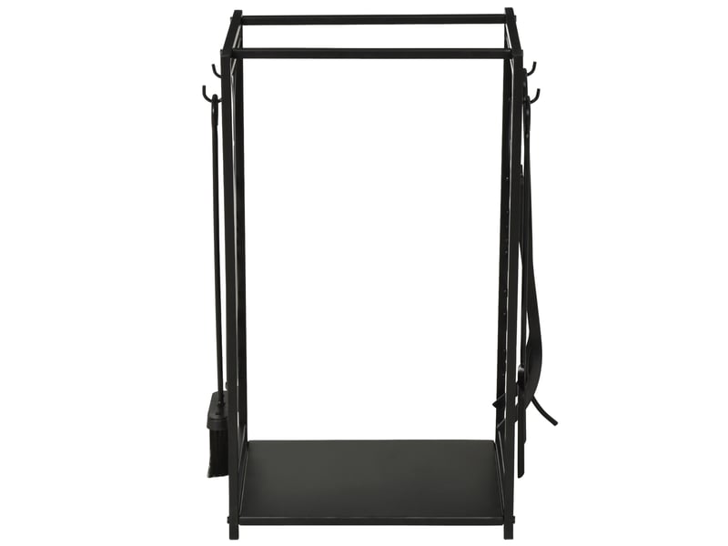  Porte-bûches en acier noir, 4 accessoires, capacité 100 kg, 46 x 30 x 70 cm  - Conforama R