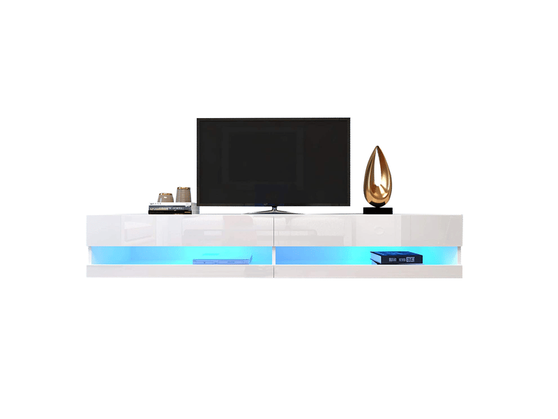  Meuble tv mural led blanc en mdf – 140 x 40 x 30,5 cm  - Conforama A