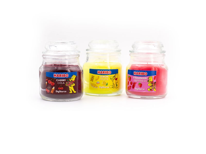  Lot de 3 bougies parfumées fruitées taille 9 x 6,5 cm ambiance chaleureuse et joyeuse finition en verre transparent 13_0017565  - Conforama C