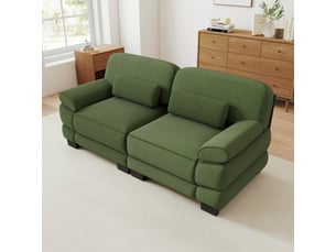 Canapé modulable - 2 places - coussins lombaires - velours côtelé - mobilier de salon - configuration flexible - pratique - vert