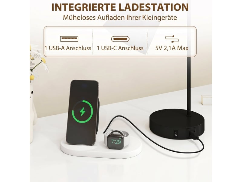  Lot de 2 lampes de table 28x15x41 cm usb-a usb-c métal noir  - Conforama D