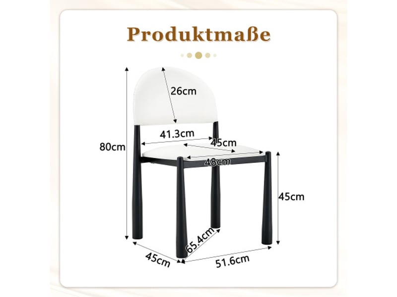Ensemble de 2 chaises modernes – dossier arrondi, cuir pu, pieds métal, hauteur 80 cm – élégant et robuste - Conforama C