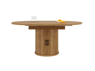 Table de salle à manger ronde, 118x158 cm, extensible avec allonge, design moderne, pratique, mdf, coloris marron