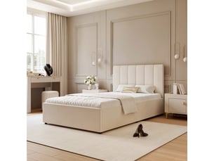 Lit simple 160x200 cm <strong>IDOHOME</strong> <strong>AVENA</strong> coloris beige