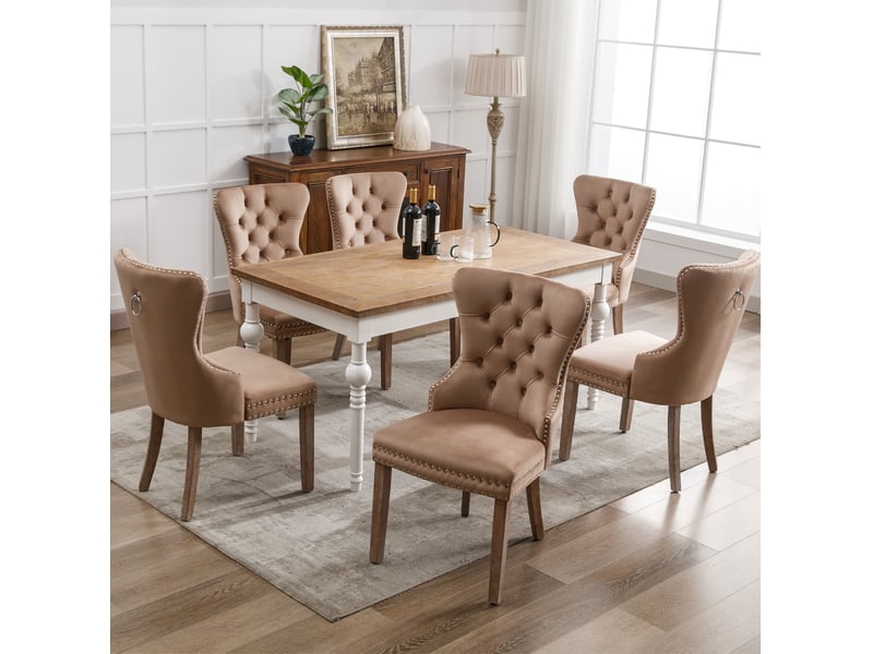 Chaises de salle à manger capitonnées en velours, lot de 6 homvra - Conforama D