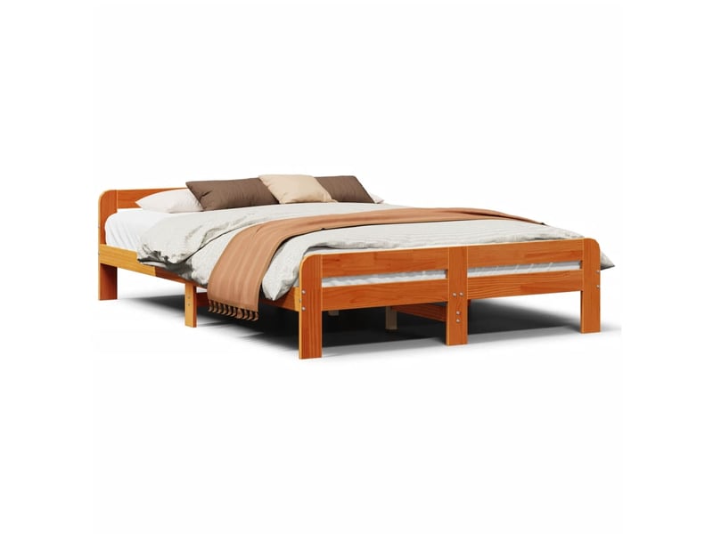 Lit double- lit adulte - cadre de lit sans matelas marron 160x200cm bois pin massif - Conforama A