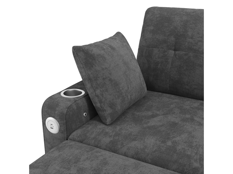  Canapé droit convertible ,2 places,avec éclairage led, ports de charge usbtype-c,141x131x83 cm,gris  - Conforama E