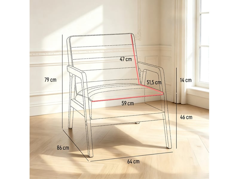  Fauteuil de salon 64 x 86 x 79 cm – marron antique – assise pu confortable, dossier incliné et accoudoirs  - Conforama C