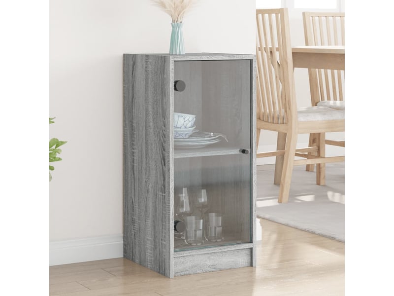  Buffet - armoire latérale avec portes en verre sonoma gris 35x37x75,5 cm  - Conforama B