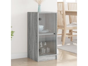 Buffet - armoire latérale avec portes en verre sonoma gris 35x37x75,5 cm