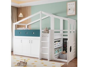 Lit cabane 90x200 cm <strong>MODENVIE</strong>  <strong></strong> coloris blanc