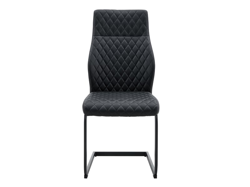  Chaises de salle à manger 2 pièces en tissu à motif losange noir, dossier haut et assise rembourrée, cadre métal noir antidérapant et résistant pour restaurant  - Conforama A