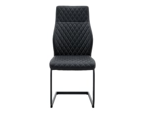 Chaises de salle à manger 2 pièces en tissu à motif losange noir, dossier haut et assise rembourrée, cadre métal noir antidérapant et résistant pour restaurant