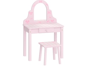 Coiffeuse 1 tiroir(s) Miroir  avec 1 tabouret(s) inclu(s)  VIVRYN   coloris rose