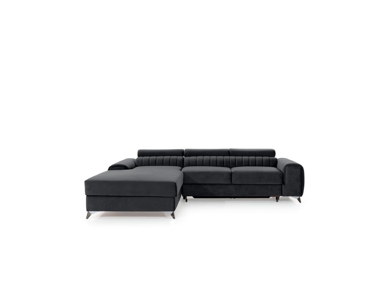 Canapé d'angle gauche gris foncé convertible 3 places jayson convertible avec rangement - Conforama A