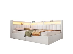 Lit banquette 140x200 cm <strong>SAPGAKS</strong> <strong></strong> coloris beige