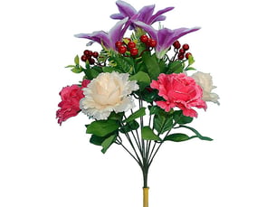 Fleur artificielle - bouquet mémoriel en résine pour tombe ou décoration intérieure extérieure - tige flexible en fil métallique gainé - 1 pièce
