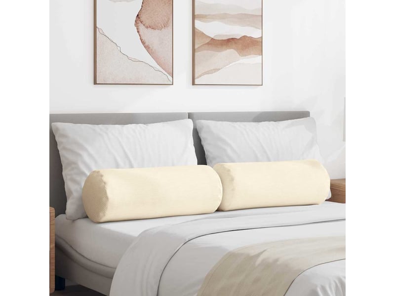  Lot de 2 coussins d'accent, coussins décoratifs, coussins lombaires crème ø 25 x 70 cm cf56726  - Conforama B