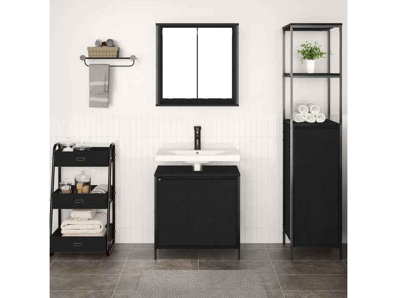 Ensemble de meubles de salle de bain 2 pcs en chêne noir et bois d'ingénierie - Conforama C