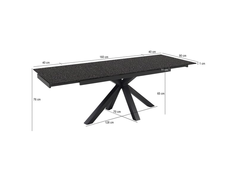 Table extensible 160 à 240 cm verre bullé gris anthracite pied croix - atlanta 04 - Conforama E