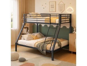 Lit superposé 90x140/200 cm <strong>OKMYHOME</strong> <strong></strong> coloris noir