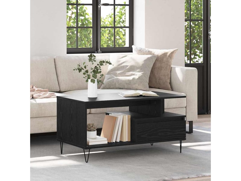 Table basse - table de salon - table à thé chêne noir 90 x 49 x 45 cm bois d'ingénierie - Conforama B