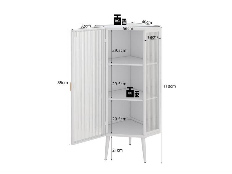 Colonne de salle de bain d’angle 3 niveaux en verre trempé 110 cm homvra - Conforama E