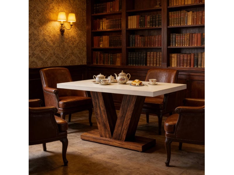 Table à manger rectangulaire 120x80x75 cm blanc et marron rustique - Conforama D