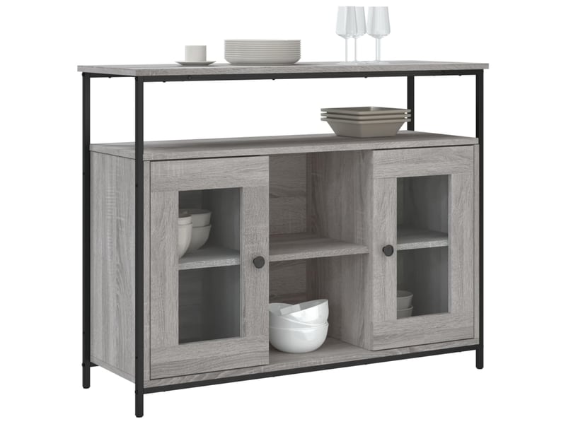 Buffet - bahut - meuble de rangement sonoma gris 100x35x80 cm bois d'ingénierie  - Conforama C