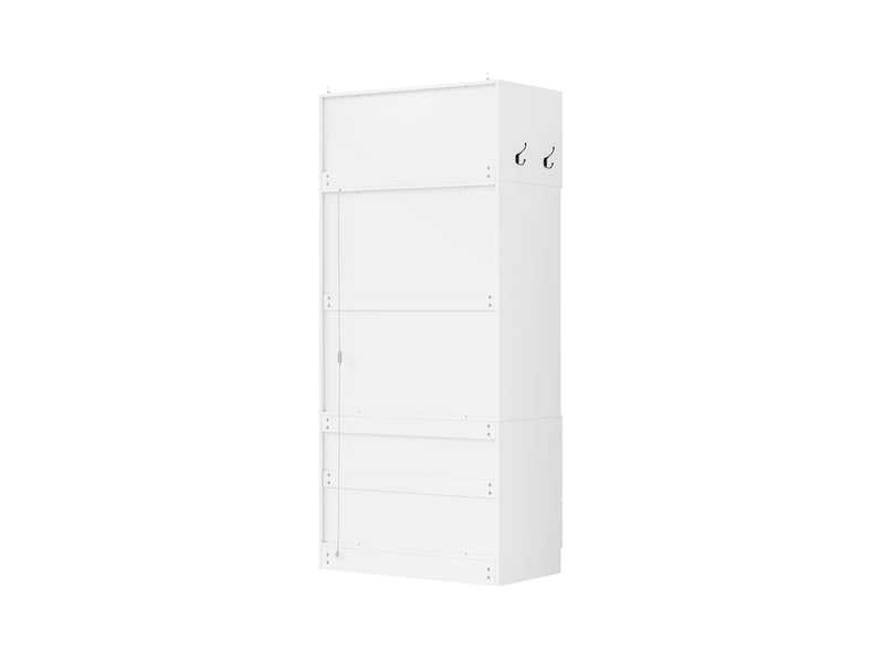  Armoire 90x50x200 cm blanche avec led, panier à linge et 3 tiroirs  - Conforama W