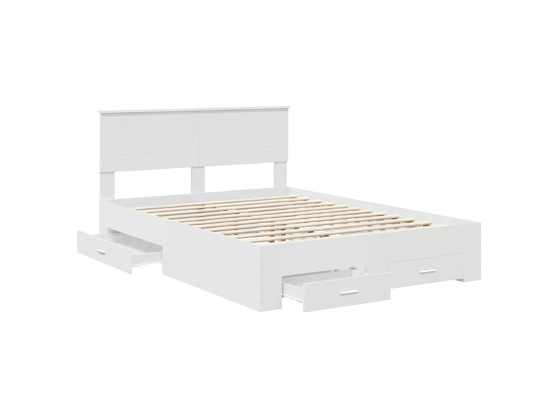  Lit double- lit adulte -  cadre de lit avec tiroir blanc 160 x 200 cm bois d'ingénierie  - Conforama D
