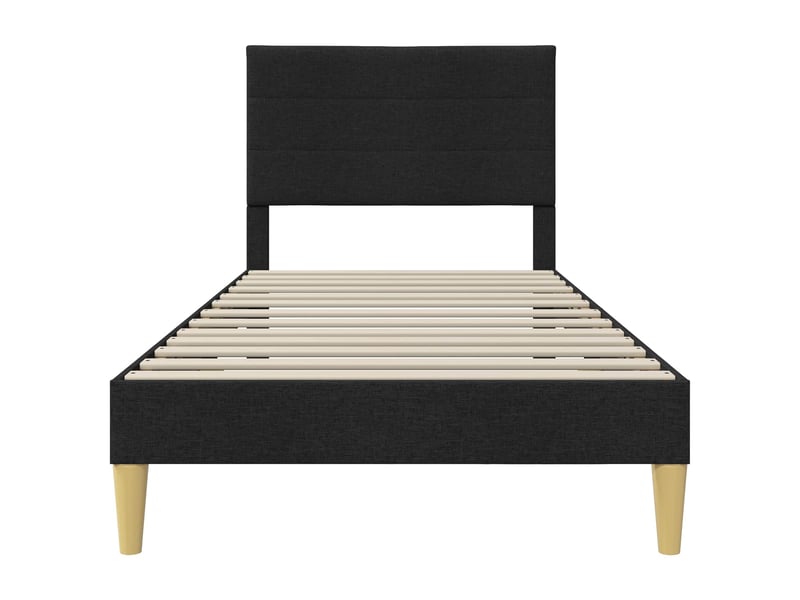  Lit simple- lit adulte -  cadre de lit avec tête de lit noir 100 x 200 cm tissu  - Conforama C