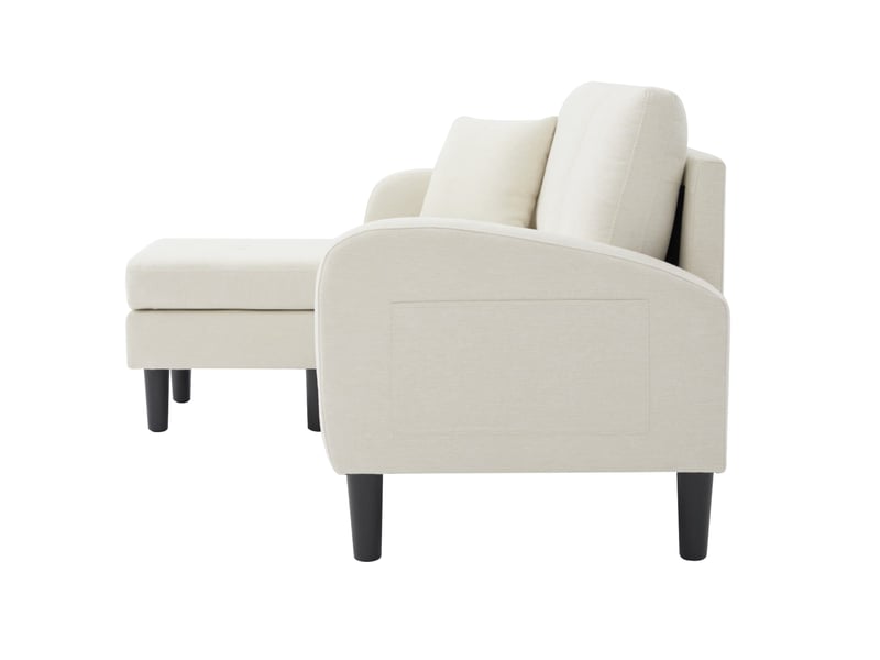  Canapé d'angle avec méridienne réversible, canapé 3 places beige clair en lin respirant, structure modulaire compacte 166x118x77 cm  - Conforama R